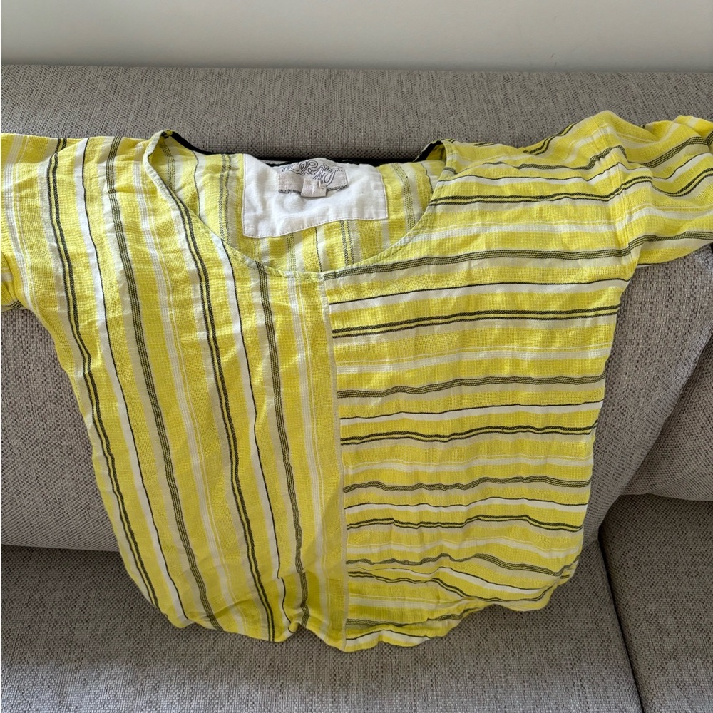 Ace & Jig Yellow and Black Striped Linen Top